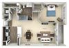 Oxford Kensington Place A 1 bedroom 1 bath furnished floor plan apartment Oxford Kensington Place A 1 bedroom 1 bath furnished floor plan apartment at Kensington Place, Woodbridge, VA, 22191